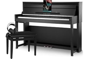 Classic Cantabile UP-1 SM E-Piano Deluxe Set (inklusive Pianobank, Kopfhörer und Klavierschule, Dämpfersimulation, MP3-Recorder, Mic In, OLED Display, 40 hochwertige Sounds, 3 Pedale) schwarz