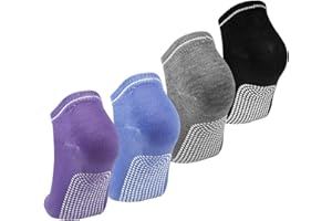 Dokpav Yoga Socks Grip Pilates Socks for Women 4 Pairs Non Slip Non Skid Athletic Socks for Barre Ballet Barefoot Maternity Hospital Home Grip Socks with Gripper