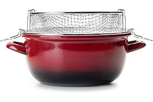 IBILI - Friteuse avec panier Volcan, 24 cm, Acier émaillé, Compatible avec l’induction