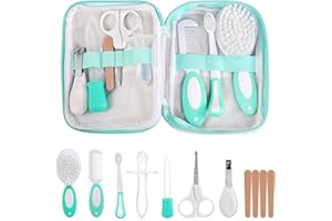 LinStyle Trousse de Soin Bebe, Kit Trousse de Toilette Bebe 8pcs, Set de Soins Naissance, Inclut Kit de Soin des Ongles/Toilettage de Soin Quotidien Pratique kit/Accessoires pour Le Voyage/la Maison