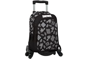 Mochila Escolar Fortnite Dark Black + Carro Toybags con 4 Ruedas Giratorias - Mochila Doble Compartimento y Bolsillo Frontal - Tirantes y Espalda Acolchados - 42 x 32 x 20 cm - Toybags