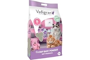 VADIGRAN THINK ANIMAL Vadigran Litière pour Chat Agglomérant avec Parfum Bébé - Litière pour Plusieurs Chats - Granulés Fins avec arôme Parfum bébé - 12 kg