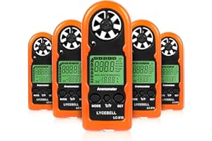 LYCEBELL Handheld Anemometer, Digital Wind Speed Meter with Backlight LCD, Measuring Wind Speed/Temperature, Portable Air Velocity Gauge for Surfing, Fishing, Meteorology