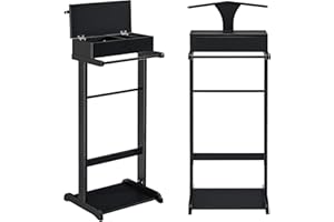 [en.casa] Servomuto Omino Appendiabiti Indossatore da Camera con Porta Pantaloni Ripiano e Cassetta con Scomparti - Nero