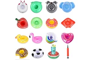 JIASHA Titular de Bebida Inflable, 15 Piezas Soporte Inflable para Bebidas Soporte para Vasos de Piscina Bebidas Posavasos inflables Inflable Portavasos para Bebidas, para Piscina Party (15)