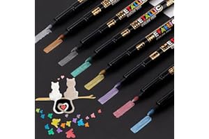 ARTBIU Metallic Marker Pens Stocking Fillers Kids, Metallic Pens for Scrapbooking, Card Making, Bullet Journaling, Glitter Paint Pens for Christmas Wood Slice, Scrapbook Accessories Adults Craft Art Supplies