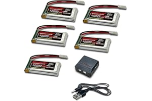 RoaringTop 3.7V 420mAh Lipo Battery 25C with MOLEX Plug with 5in1 Charger for RC Quadcopter Helicopter Drone Quadcopter FPV Model Racing AT-96 H99W H31 H6C H98 TR-C385 TR-P51 TR-F22