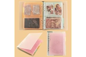 OTCRAFT 20 Pages A5 6 Ring Clear Stamps Storage Embossing Folder Storage with Dividers Photo Storage Album Seal Bags Storage Keeper Cards Folder Storage Bag for DIY Scrapbooking Arts Crafts Collecting Bags