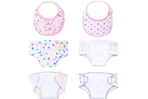 Diealles Shine 4 pieluszki dla lalek i 2 sztuki śliniaki dla lalek, zestaw akcesoriów dla lalek 35-40 cm