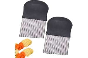 LIANSINGO 2Pcs Potato Crinkle Cutter, Crinkle Chip Cutter, Stainless Steel Potato Spiral Cutting, French Fries Cutters, Po-tato Chipper, Wavy Cutters Knife for Vegetables Chips Fruit Butter - Ergonomic Handle