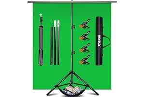 Heysliy Green Screen Background with Stand 2x2M/6.5x6.5Ft,1.5 x2M GreenScreen Photography Backdrop Kit for Gaming,Photo Studio,Stream,Chroma Key