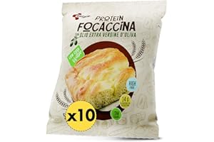 Focaccia Proteica Keto EatPro, 10 Focaccine Da 50g, 7% Carboidrati Netti, 26% Di Proteine, Focaccia Fit Olio Extra Vergine D'Oliva, Spuntini Proteici Low Carb, Keto Diet, Cibo Proteico