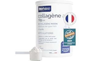 NATURAVIGNON LABORATOIRE Laboratoire NaturAvignon Collagene Marin hydrolysé type 1 et 2 en poudre | Articulations, os, cartilages | 10g collagène marin par portion | Saveur fruit rouge | Fabriqué en France | 375g
