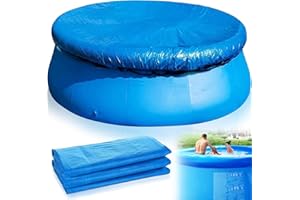 OUSINBY Pool Cover, 8FT Round Swimming Pool Cover for Above Ground Pools Waterproof Dustproof Protector for Inflatable Pool