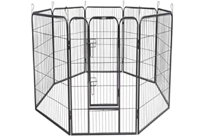 zoomundo Parc Enclos 120cm Haute pour Chiens Métal pour Chiots Animaux Grillage Rongeur Petit avec Porte 8 Panneaux - XXL