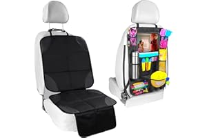 Fervalyna Protector Asiento Coche Silla Bebe, Antideslizante Impermeable Funda Coche Asiento Compatible Isofix con Organizador Bolsillos, Universal Protector Seguro Respaldo para Asiento Infantil