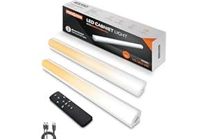 MEKKLEON Lampada da incasso a LED da cucina con telecomando, 2 luci magnetiche dimmerabili, luce ricaricabile, per armadio (bianco, 20 cm)