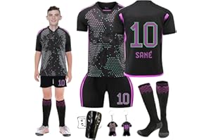 Byhsoep Maillot de Football pour Enfants,Ensemble de Maillots de Football,Set de Maillot de Foot Enfant avec T Shirt Short Ensemble Chaussettes et Protège -Tibias