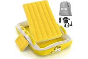 Airefina Inflatable Kids Airbed Travel, Child Airbed with Safety Rails, Portable Kids Inflatable Bed with Electric Pump for Camping Traveling Sleepover or Home Use, Toddler Air Bed for 18+ Months