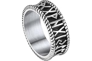 ChainsHouse Rune Ring Stainless Steel Norse Jewelry for Men Women Pirate Grunge Viking Rings