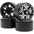 hobbysoul Heavy 1.0 Beadlock Wheels Rims Black Silver Weight 20g/Rim for 1:24 RC Crawler Axial SCX24 / Traxxas 1/18 TRX4M Bronco, (4-Pack)
