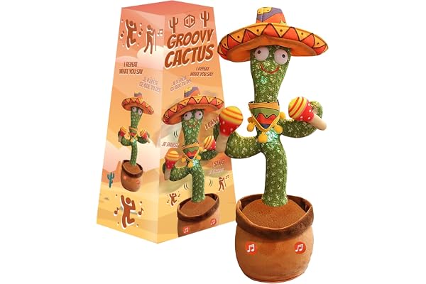 Groovy Cactus® Mexico | Cactus Qui Danse, Chante et Répète Ce Qu'on Dit | Peluches et Animaux Interactifs | Qualité Premium | Peluche Parlante | Jeu Insolite | Jouet Enfant | OriginalCup®