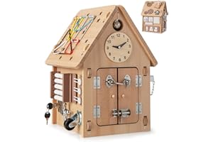 RELAX4LIFE Giochi Montessori Busy House, Casetta di attività Occupato Montessori per Bambini, Giocattolo Sensoriale e Educativo per 1/2/3/4/5 Anni