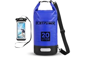ECHTPower Sac Étanche, Sac Étanche Nautique 20L avec Sangle Réglable et Pochette Étanche pour Téléphone, Sac à Dos Imperméable Dry Bag Waterpoof pour Bateau/ Canoë/ Kayak/ Natation/ Plage/ Voyage