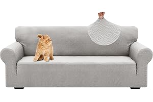 YSTELLAA Copridivano 3 Posti Con Braccioli, Elasticizzati Jacquard Copridivani, Universale Antiscivolo Sofa Cover, Moderno, Lavabili, Antimacchia, Sliver Grigio