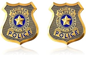 QIZHIQIAMY Polizeimarke Kinder, 2 PCS Police Badge, Polizei Marke zum Anstecken, Polizei Kostüm Zubehör, Polizeis Kostüm Accessoires für Halloween, Karneval, Cosplay, Mottopartys