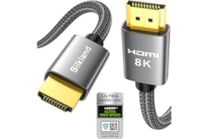 Silkland 8K HDMI 2.1 Kabel 2m, Zertifiziertes HDMI®Kabel eARC für Soundbar 48Gbps, PS5 HDMI Kabel 4K@120Hz, 2K@240Hz/144Hz, 8K@60Hz, Dynamic HDR10, Dolby Atmos, HDCP 2.2/2.3 für Fire TV, HDTV, Laptop