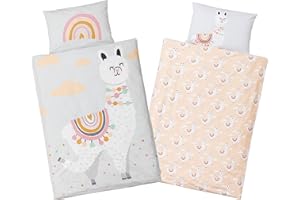 pekenito® Premium Collection: Baby Bettwäsche - Kinderbettwäsche 100 x 135 cm + Kissenbezug 40 x 60 cm – aus 100% Baumwolle im süßen Lama Design