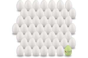 MCE-Commerce Huevos de poliestireno de 6 cm, 50 Unidades, para Manualidades y decoración de Pascua, Espuma, Blanco