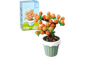 MEIEST Mini Flower Succulent Bonsai Building Block Set,Simulation Pot Plant Artificial Particle Flower Botanical Collection Construction Building Brick Toy,Home Decors (Pyracantha)