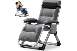 Ryuhic Sonnenliege Liegestuhl Klappbar, 200KG Belastbar Zero Gravity Chair mit Kissen Unterstützung Getränkehalter, Extra Breit Verstellbare Gartenliege für Patio-Garten-Strand-Pool