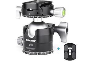 INNOREL G40 Niskoprofilowa głowica kulowa statywu Podwójna głowica kulowa z metalową kamerą panoramiczną z płytą szybkiego uwalniania Arca Swiss dla Monopod, DSLR,Maksymalne obciążenie 20 kg
