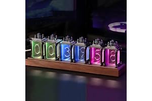 LIROPAU Orologio a tubo Nixie, LED RGB Orologio a tubo con Funzione di Memoria di Spegnimento, Più modalità Disponibili, Interruttore 12/24 ore per Regali per la decorazione della casa dell'ufficio