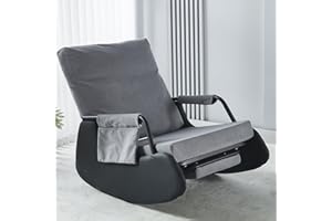 Cozykimo Mecedora con reposapiés para salón, columpio, sillón relax con respaldo ajustable, silla de lactancia Rocking Chair para salón, dormitorio/balcón (gris a)