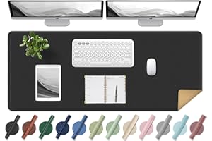 BLESWIN Tappetino da Scrivania - Tappetino da Scrivania per Ufficio, Tappetino da Scrivania in Pelle, Tappetino da Scrivania per Cucito, Tappetino da Scrivania per Ufficio/Casa/Decoro Nero 120x60cm