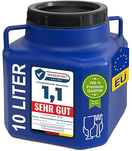 BAUPROFI 20L Quadratisches Fass Weiß - Lebensmittelecht Mit Deckel