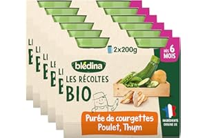 Blédina, Les Récoltes Bio, Courgettes, poulet fermier et thym dès 6 mois bio,2 x 200 g