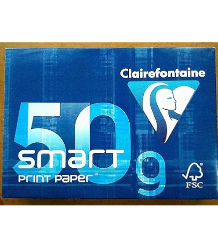 Ramette Papier Clairefontaine Smart 70g - Lot De 5 X 500 Feuilles A4 (210x297 Mm) - Blanc, Certifié FSC - Pour Impression, Photocopie, écriture