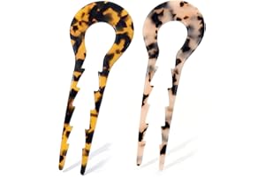 FSMILING 2 Pack Large French Pins Hair Fork Pin For French Twist Chignon Pins Large U Shape Tortoiseshell Hairpins For Women With Thicker Fine Hair