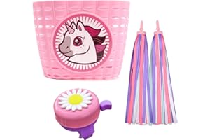 BAYINBROOK ASPIRER Campanello per Bici per Bambini,Bicicletta Bici Manubrio Stelle Filanti Streamers, Stile Unicorno,di Sicurezza Removibile Allarme Corno Protezione Dell'infanzia