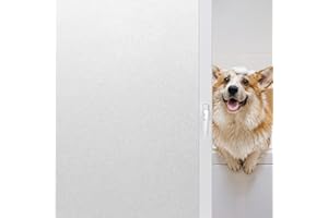 Linarun Frosted Window Film 90x200 Privacy Film for Glass Windows Frosting Film, Self Adhesive Opaque Window Film for Office Kitchen Bathroom Privacy, Static Cling, Anti UV, White