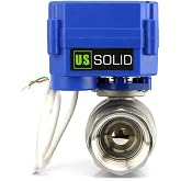 U.S. Solid 1" Motorized Valve 9-24V AC/DC 2 Way Stainless Steel Normally Closed (NC), 2 Cables, Automatic Return, Standard Po