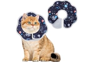 FJQUAMITIX Halskrause Katze Weich & Wasserdicht, Katzenkragen nach OP - Halskrausen für Katzen & Hunde, Einstellbar mit Klett, 3 Größen (XS, S, M)