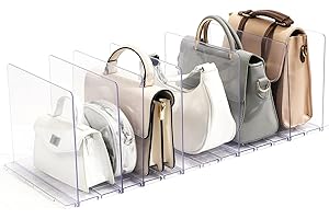 Fangoo 8 PCS Adjustable Bag Dividers Acrylic Shelf Dividers Handbag Organiser Clear Shelf Dividers Detachable Storage of Bedroom Kitchen Cabinet Shelves (Clear)