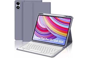 SENGBIRCH Teclado para Redmi Pad Pro 12,1 Pulgada - Funda Teclado para Redmi Pad Pro 2024, Teclado Español Ñ Bluetooth Desmontable para Redmi Pad Pro 12,1 Pulgada 2024, Lavanda