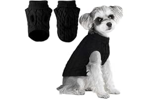 Voarge Sweter dla psa do robienia na drutach, sweter z dzianiny ciepły sweter, odzież zimowa dla psów, rozmiar buldog francuski, Chihuahua jamnik odzież (czarny, XL)